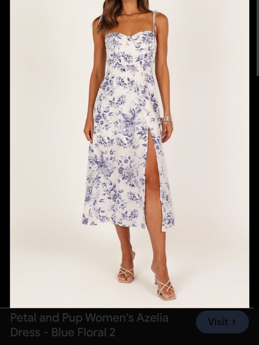 Petal And Pup Azalia White Blue Floral Bustier Bodycon Midi Dress 6